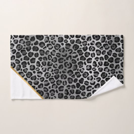 LUXE WHITE GRAY LEOPARD GOLD BATH TOWEL SET (Handtuch)