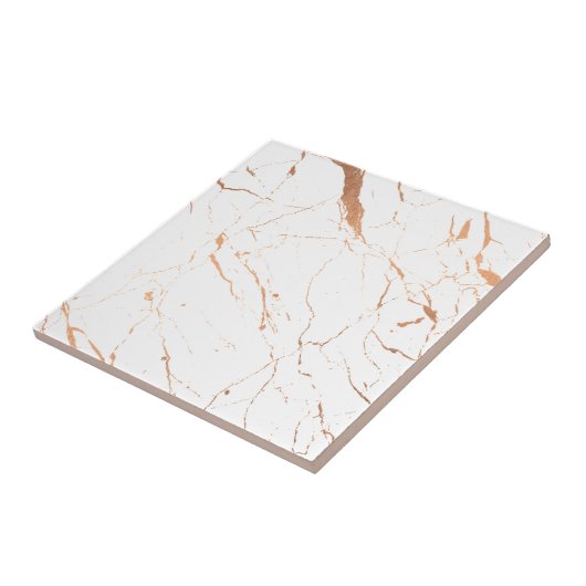 Luxe White und Rose Gold Marmor Keramik Tile Fliese (Seite)