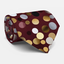 Luxe Wine Red with Gold & Silver Dot Krawatte