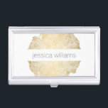 Luxe Wood Effect Art Visitenkarten Dose<br><div class="desc">Koordiniert bis 12.01 Uhr mit der Vorlage der Luxe Wood Effect Art Business Card. Ein Imitat Goldring Motiv kombiniert mit Ihrem Namen oder Firmennamen für eine elegante Ästhetik auf diesem schönen Visitenkartengehäuse. Kunst und Design © 1201AM CREATIVE.</div>