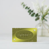 Luxe Yellow Mustard Glitzer Stars Jewels Monogram Visitenkarte (Stehend Vorderseite)