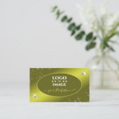 Luxe Yellow Mustard Glitzer Stars Juwelen mit Logo Visitenkarte (Stehend Vorderseite)