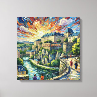 Luxembourg City Fortress Panoramic Stretched Canva Leinwanddruck