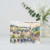 Luxembourg City Watercolor Painting Panorama View Postkarte (Stehend Vorderseite)