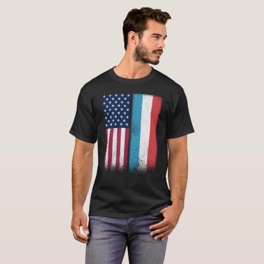 Luxembourg Flag Shirt USA And Luxembourg Flags Pro (Vorne ganz)