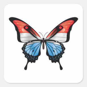 Luxembourg Frack Butterfly Flag Quadratischer Aufkleber