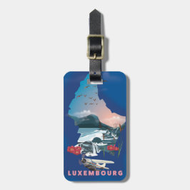 Luxembourg Map illustriertes Reiseplakat. Gepäckanhänger