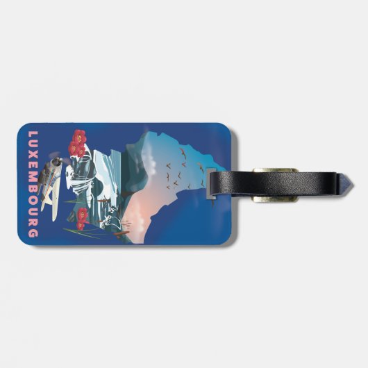 Luxembourg Map illustriertes Reiseplakat. Gepäckanhänger (Rückseite horizontal)