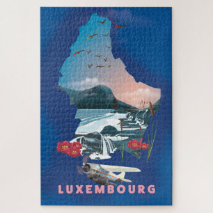 Luxembourg Map illustriertes Reiseplakat. Puzzle