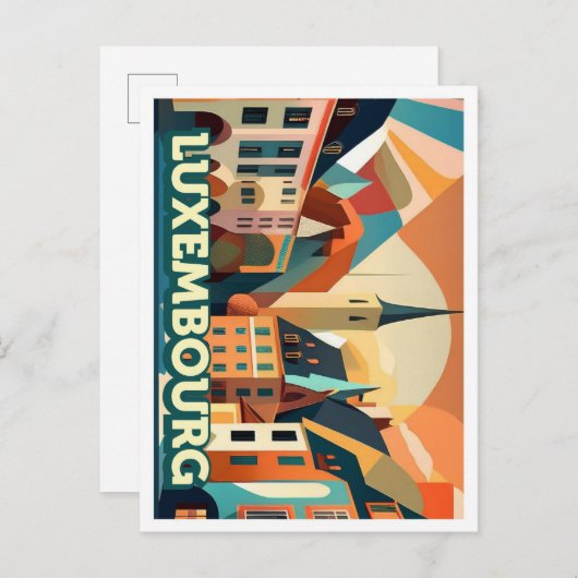 Luxembourg Reisen künstlerisch farbig Postkarte (Vorne/Hinten)