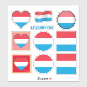 Luxemburg Aufkleber und Fahne, Herz/Sport