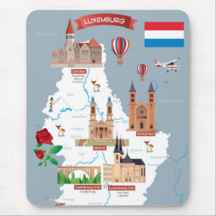 Luxemburg-Cartoon-Karte Mousepad