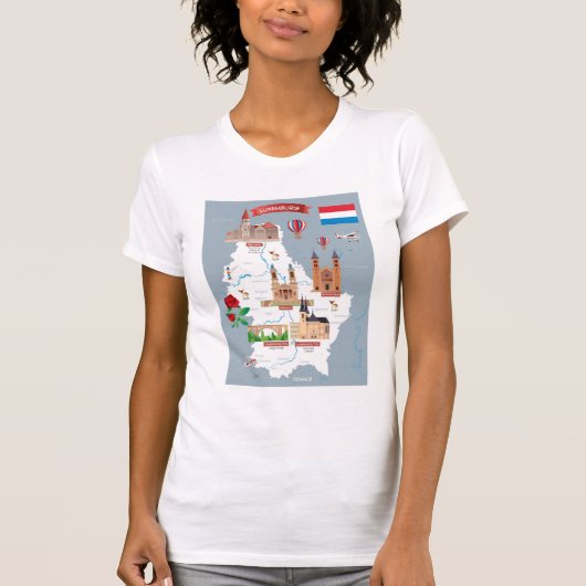 Luxemburg-Cartoon-Karte T-Shirt (Vorderseite)