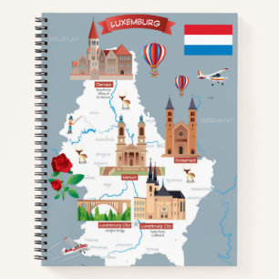 Luxemburg Cartoon Map Notizblock