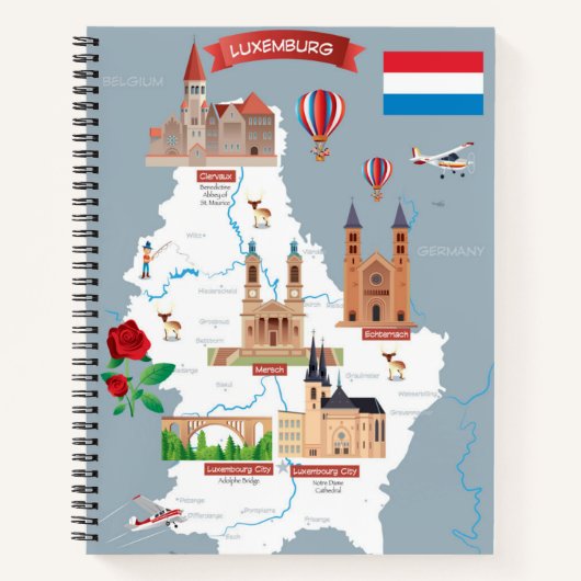 Luxemburg Cartoon Map Notizblock (Vorderseite)