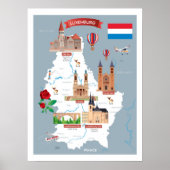 Luxemburg Cartoon Map Poster (Vorne)