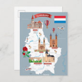Luxemburg Cartoon Map Postkarte (Vorne/Hinten)