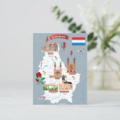 Luxemburg Cartoon Map Postkarte (Stehend Vorderseite)