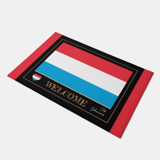 Luxemburg & Flag Haus matten/sport Willkommen Fußmatte (Schrägansicht)