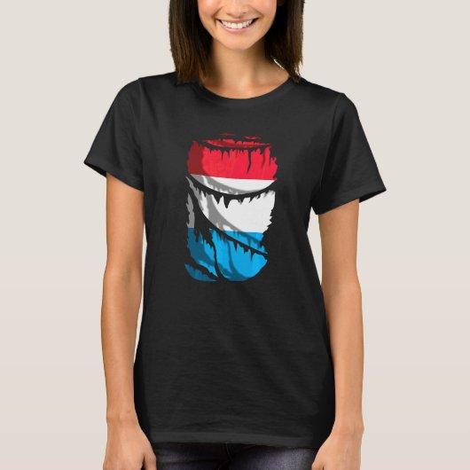 Luxemburg-Flagge mit kaputtem oder zerrissenem Sto T-Shirt (Vorderseite)