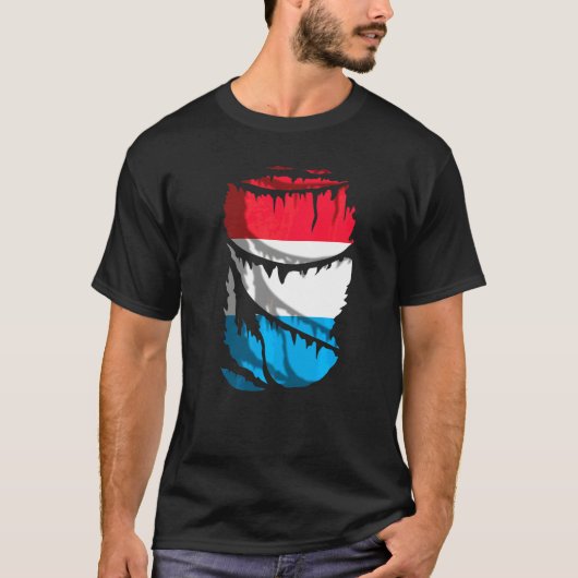 Luxemburg-Flagge mit zerrissenem oder kaputtem Sto T-Shirt (Vorderseite)