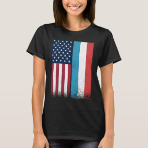 Luxemburg-Flagge USA- und Luxemburg-Flaggen Stolz T-Shirt