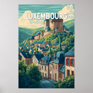 Luxemburg Illustration Reise Kunst Vintage Poster