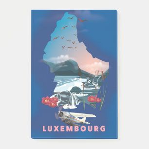 Luxemburg illustriertes Reiseposter. Post-it Klebezettel