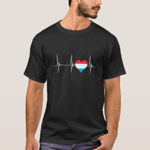 Luxemburg Luxemburgisch Flagge Herz Herzschlag EKG T-Shirt