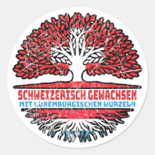 Luxemburg Luxemburgisch Schweizer Schweiz Baum Runder Aufkleber
