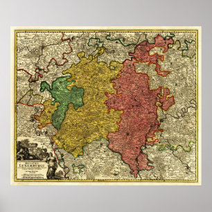 Luxemburg panoramisches MapLuxembourg Poster