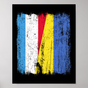 Luxemburg Ukraine Halbflagge Luxemburgisch Ukraine Poster