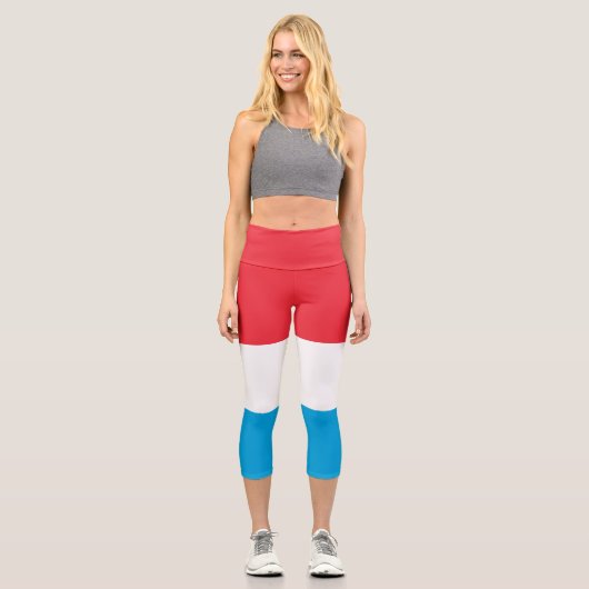 Luxemburger Flagge Capri Leggings (Vorderseite)