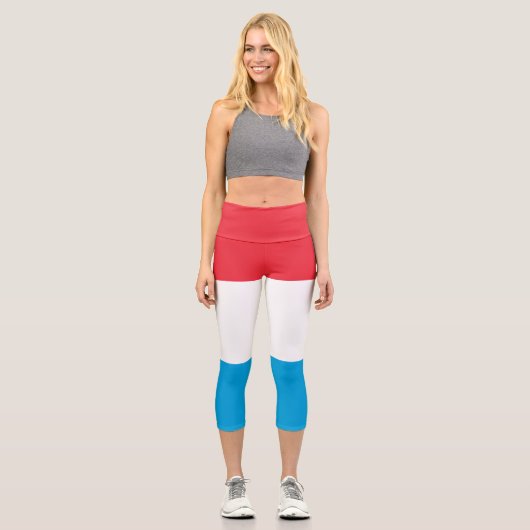 Luxemburger Flagge Capri Leggings (Vorderseite)