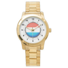 Luxemburger Flagge - Oversized Gold Watch Armbanduhr