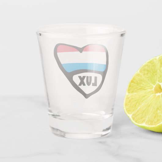 Luxemburger Ländercode - Leitfaden Herzstück LUX Schnapsglas (Rückseite)