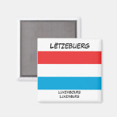 Luxemburger Sprachen Flag Square Magnet (Vorderseite/Rückseite)