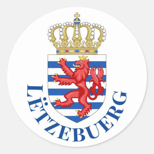 Luxemburger Wappen (mit dem Namen darunter) Runder Aufkleber (Vorderseite)