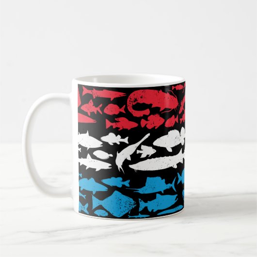 Luxemburgische Flagge - Fischereidesign Kaffeetasse (Links)