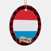 Luxemburgische Flagge, karierter roter Büffel, pat Keramik Ornament (Rechts)