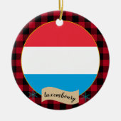 Luxemburgische Flagge, karierter roter Büffel, pat Keramik Ornament (Vorne)
