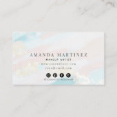 Luxery Gold Aquamarin Pink Pinselstriche Social Me Visitenkarte (Rückseite)