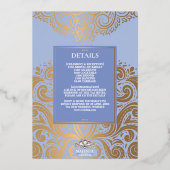 LuxGlitter Blue Gold Ganesha Hindu Wedding Folieneinladung (Rückseite)