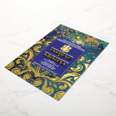 LuxGlitter Blue Gold Hindu Ganesha Indian Wedding Folieneinladung (Gedreht)
