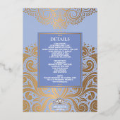 LuxGlitter Blue Gold Sikh Anand Karaj Wedding Folieneinladung (Rückseite)