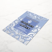 LuxGlitter Blue Silver Sikh Anand Karaj Wedding Folieneinladung (Gedreht)