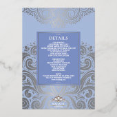 LuxGlitter Blue Silver Sikh Anand Karaj Wedding Folieneinladung (Rückseite)
