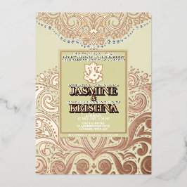 LuxGlitter Ivory PinkGold Ganesha Hindu Wedding Folieneinladung