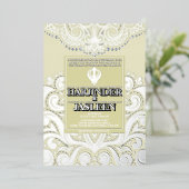 LuxGlitter Ivory Silver Sikh Anand Karaj Wedding Folieneinladung (Stehend vorne)