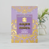 LuxGlitter Lavender Gold Ganesha Hindu Wedding Folieneinladung (Stehend vorne)
